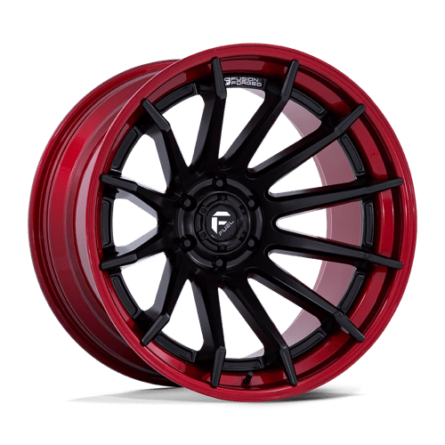 24x12 Fuel FC403 Burn Matte Black W/ Candy Red Lip FORGED Wheel 5x5 (-44mm)