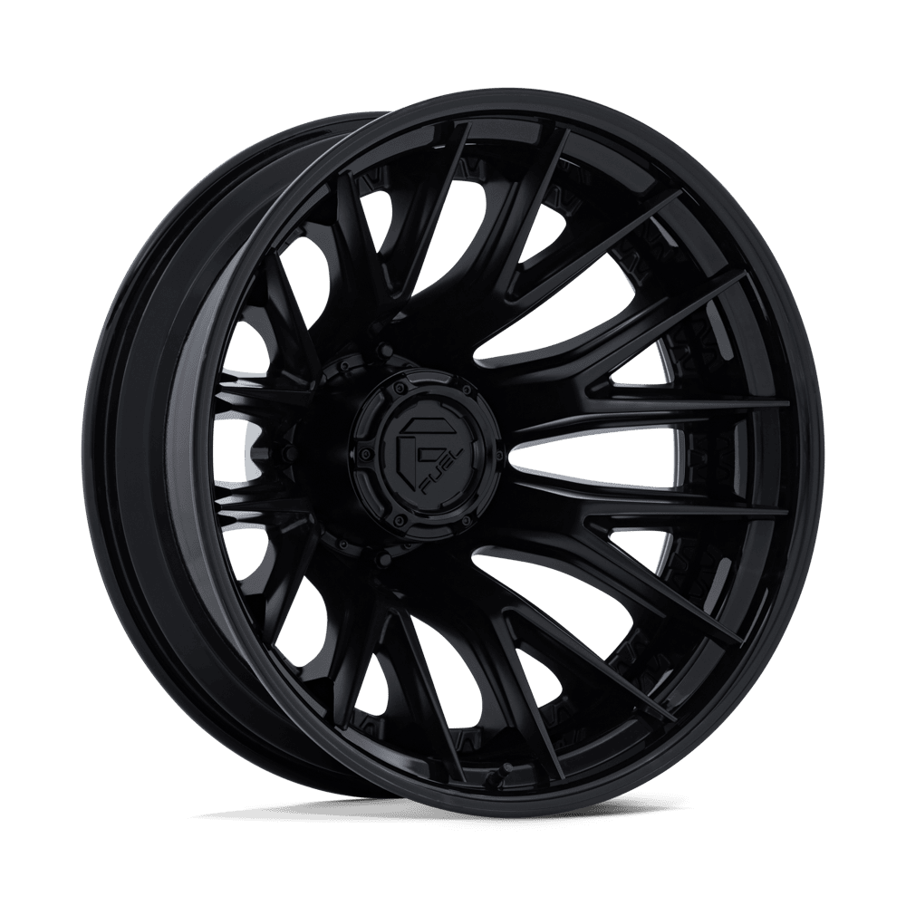24x8.25 Fuel D406 Catalyst Matte Blk Gloss Lip DUALLY REAR Wheel 8x200 (-202mm)