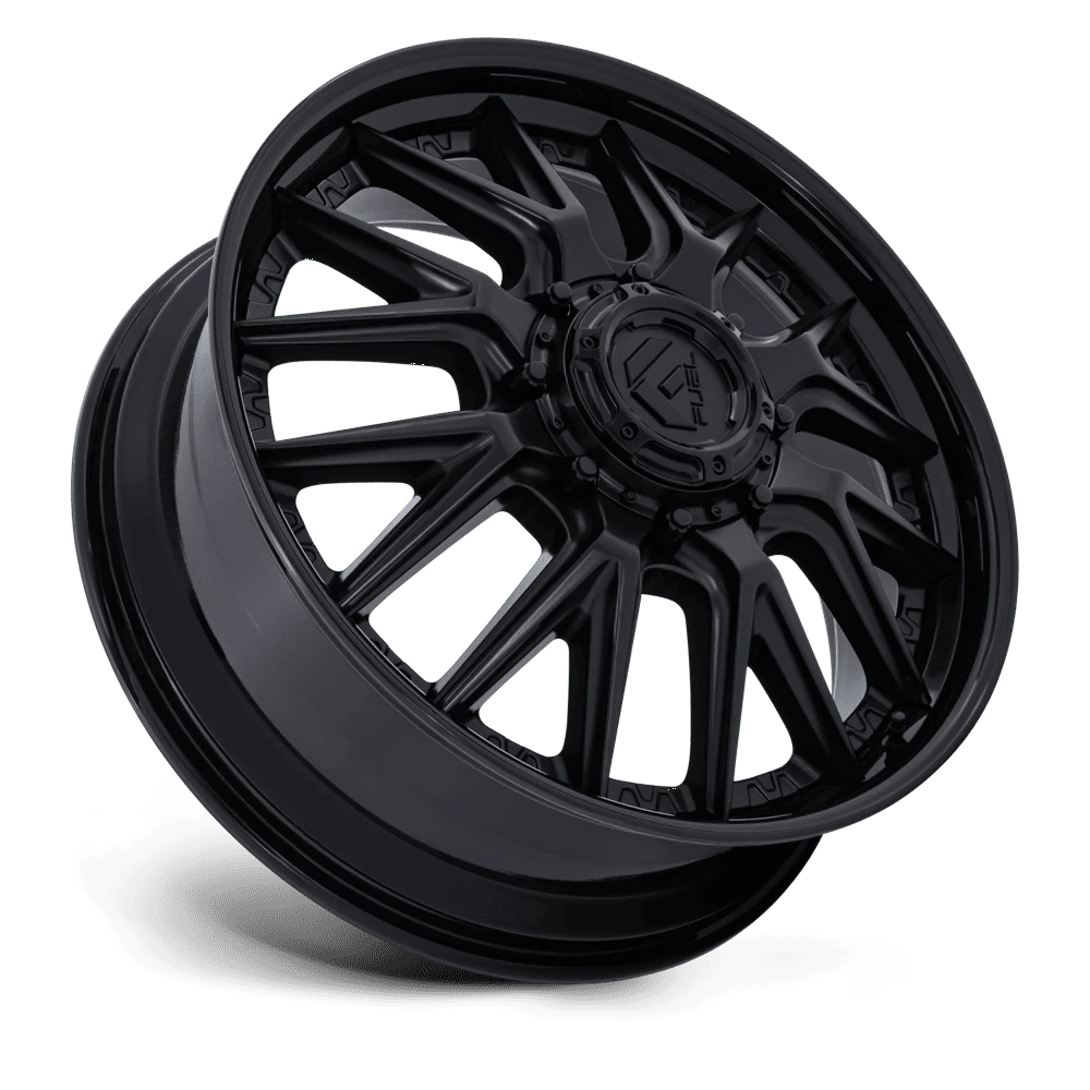 22x8.25 Fuel D406 Catalyst Matte Blk Gloss Lip DUALLY FRONT Wheel 8x200 (105mm)
