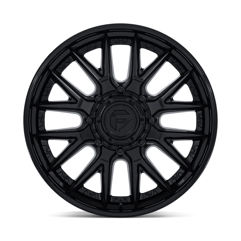 24x8.25 Fuel D406 Catalyst Matte Blk Gloss Lip DUALLY FRONT Wheel 8x210 (105mm)