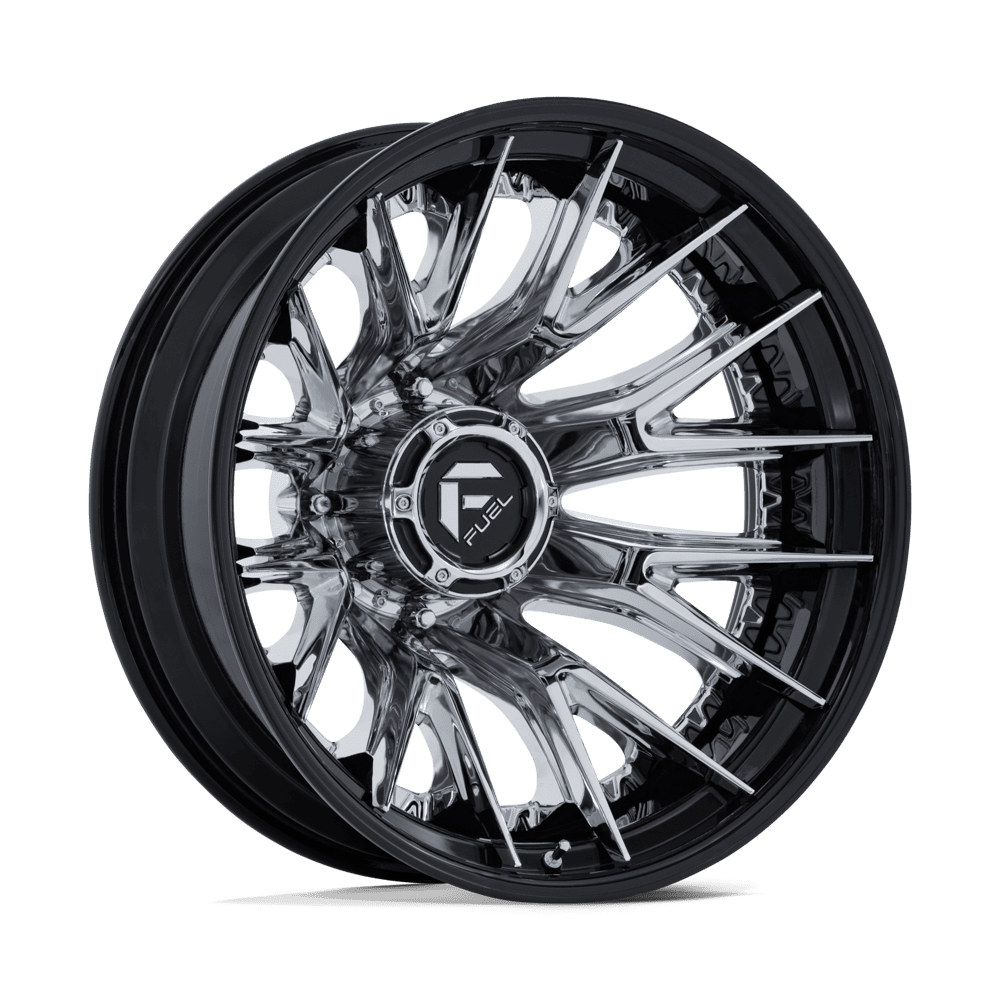22x8.25 Fuel D407 Catalyst Chrome Gloss Black DUALLY REAR Wheel 8x210 (-221mm)