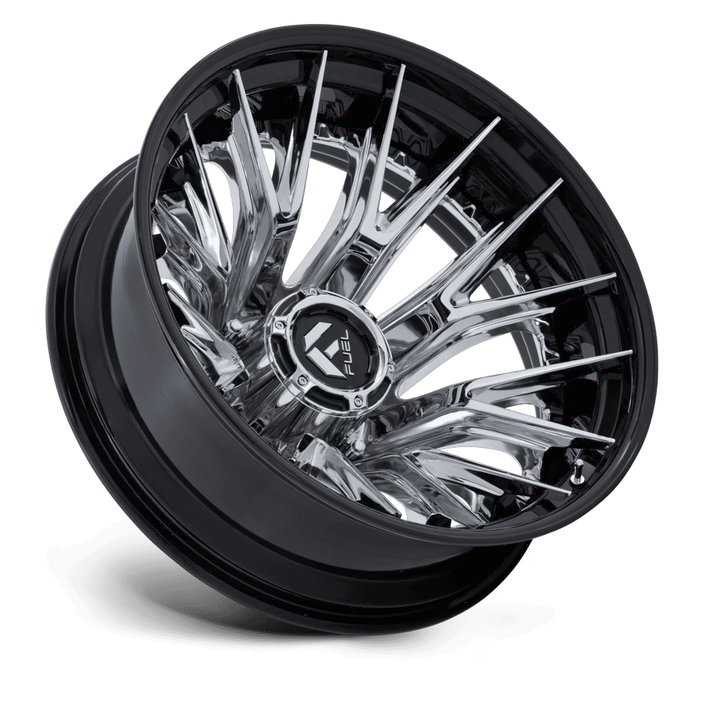 24x8.25 Fuel D407 Catalyst Chrome Gloss Black DUALLY REAR Wheel 8x200 (-202mm)