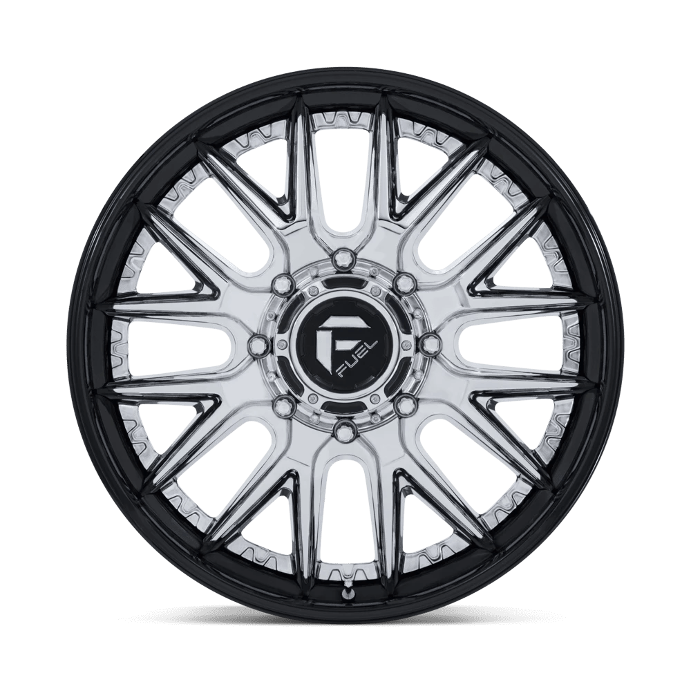 24x8.25 Fuel D407 Catalyst Chrome Gloss Black DUALLY FRONT Wheel 8x210 (105mm)