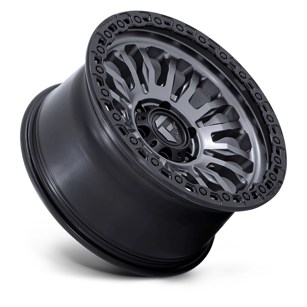 17x8.5 Fuel FC857 Rincon Matte Gunmetal With Black Lip Wheel 5x5 (-1mm)