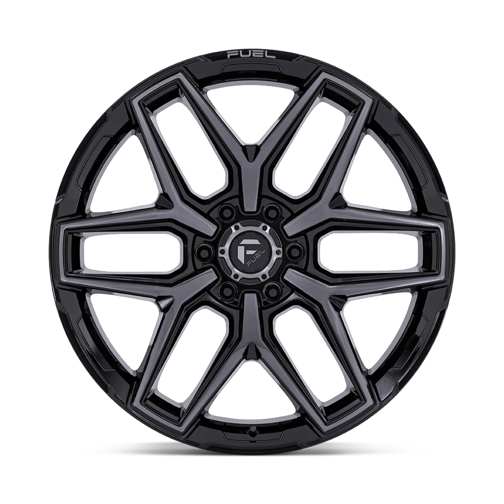 22x12 Fuel FC854 Flux Gloss Black Brushed Face With Gray Tint Wheel 5x5 (-44mm)