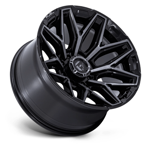 22x10 Fuel FC854 Flux Gloss Black Brushed Face W/ Gray Tint Wheel 8x6.5 (-18mm)