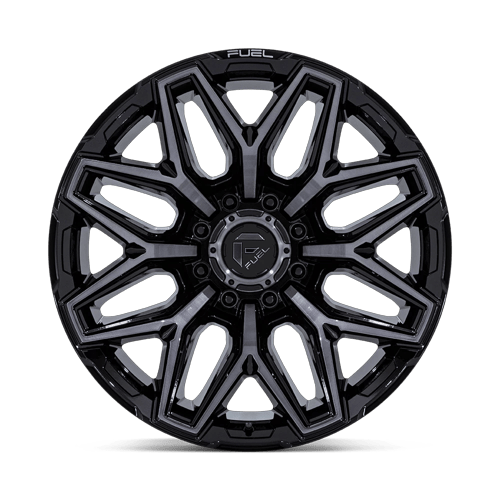 22x10 Fuel FC854 Flux Gloss Black Brushed Face W/ Gray Tint Wheel 8x6.5 (-18mm)