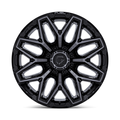 22x12 Fuel FC854 Flux Gloss Black Brushed Face W/ Gray Tint Wheel 8x6.5 (-44mm)