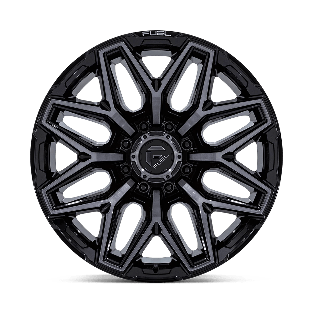 22x12 Fuel FC854 Flux Gloss Black Brushed Face W/ Gray Tint Wheel 8x170 (-44mm)