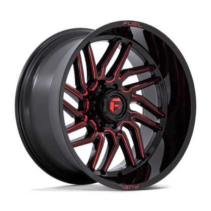 24x12 Fuel D808 Hurricane Gloss Black Milled Red Tint Wheel 8x180 (-44mm)