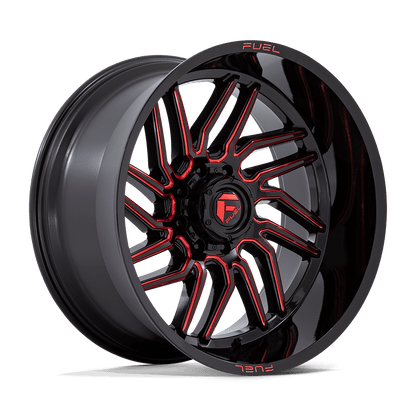 24x12 Fuel D808 Hurricane Gloss Black Milled Red Tint Wheel 8x170 (-44mm)