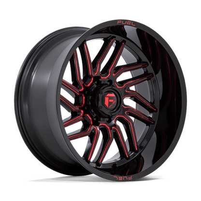 24x12 Fuel D808 Hurricane Gloss Black Milled Red Tint Wheel 8x180 (-44mm)