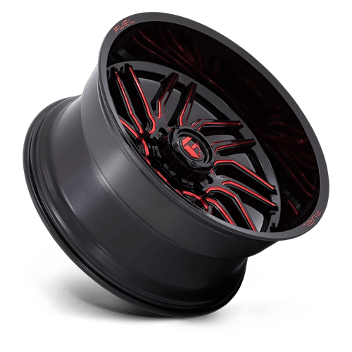 24x12 Fuel D808 Hurricane Gloss Black Milled Red Tint Wheel 8x180 (-44mm)