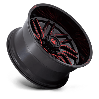 24x12 Fuel D808 Hurricane Gloss Black Milled Red Tint Wheel 8x180 (-44mm)