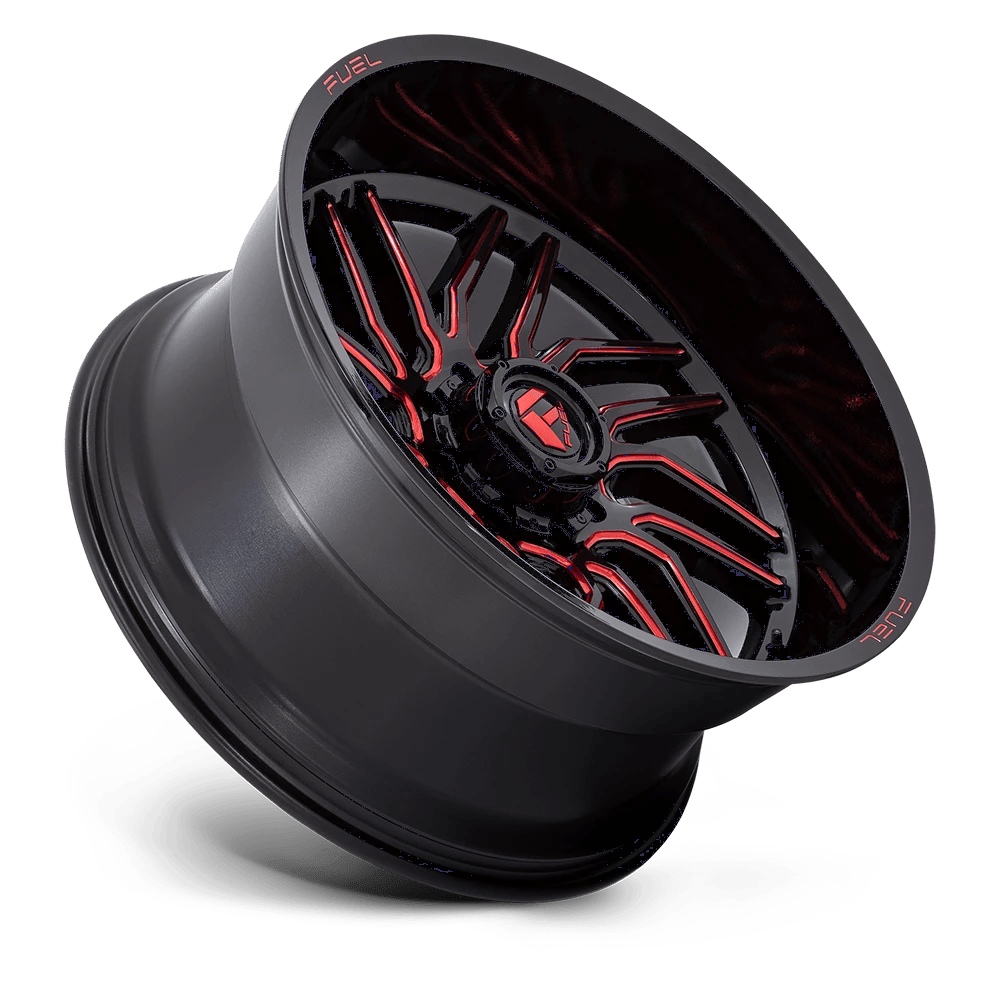 24x12 Fuel D808 Hurricane Gloss Black Milled Red Tint Wheel 8x170 (-44mm)