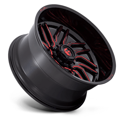 24x12 Fuel D808 Hurricane Gloss Black Milled Red Tint Wheel 8x170 (-44mm)
