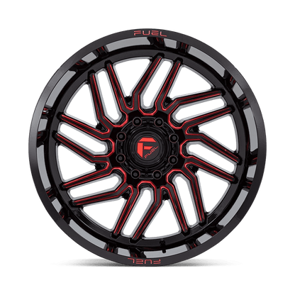 24x12 Fuel D808 Hurricane Gloss Black Milled Red Tint Wheel 8x170 (-44mm)