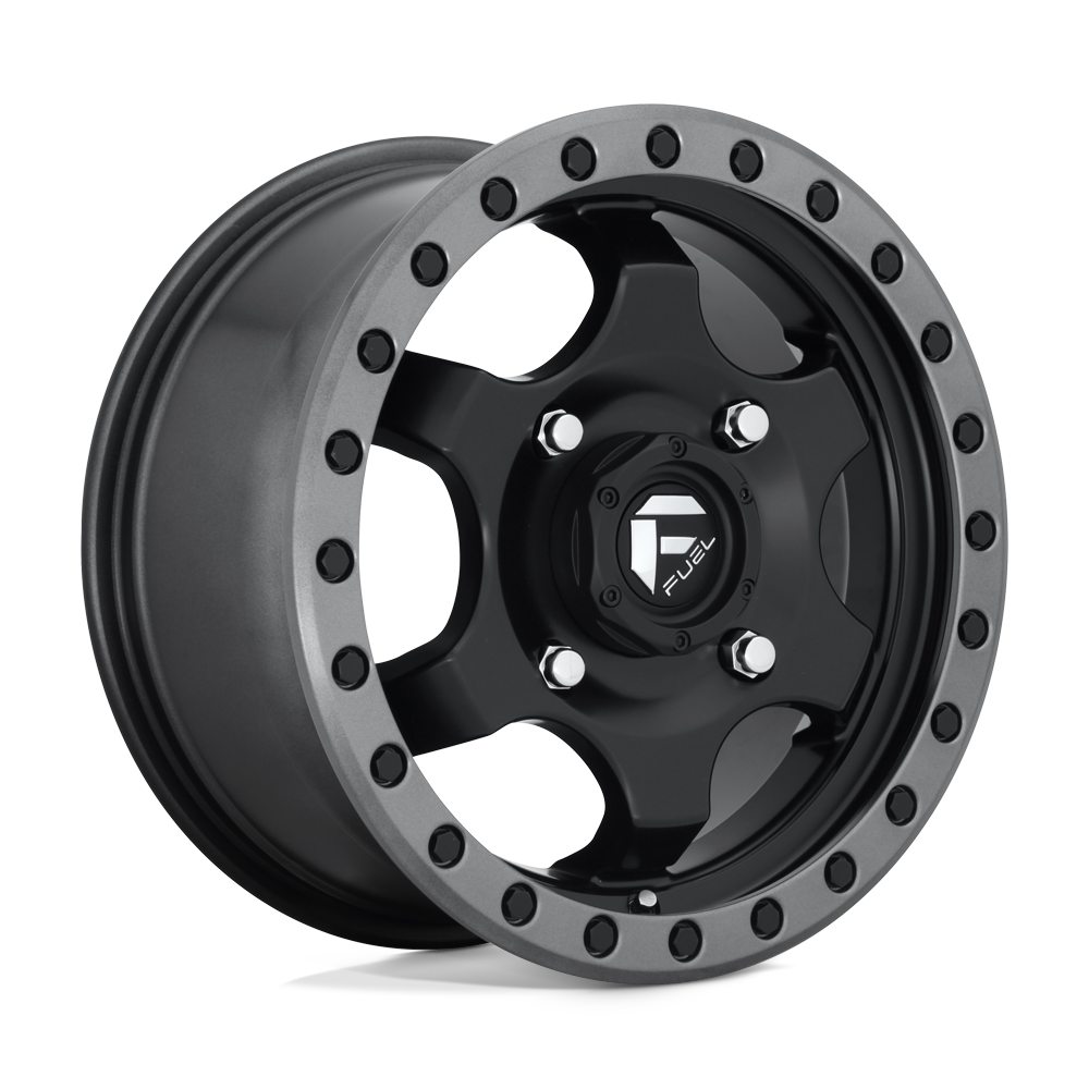 15x7 Fuel UTV D639 GATLING MATTE BLACK GUN METAL RING Wheel 4x137 (55mm)