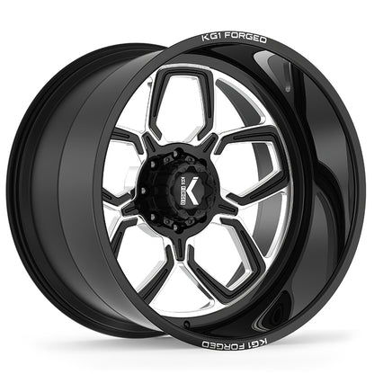 22x14 KG1 Forged KC016 Gear-5 Gloss Black Milled FORGED Wheel 6x5.5 (-76mm)