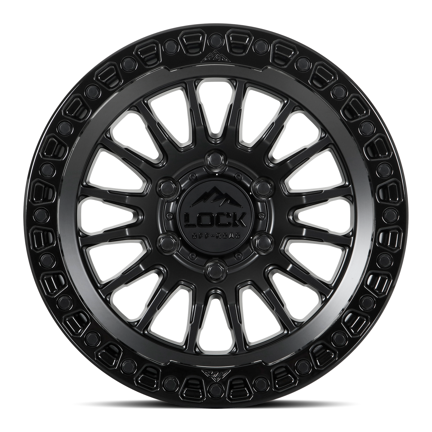 17x9 Lock Off-Road Grit Matte Black With Gloss Black Ring Wheel 6x5.5 (1mm)