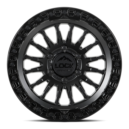 17x9 Lock Off-Road Grit Matte Black With Gloss Black Ring Wheel 6x5.5 (1mm)