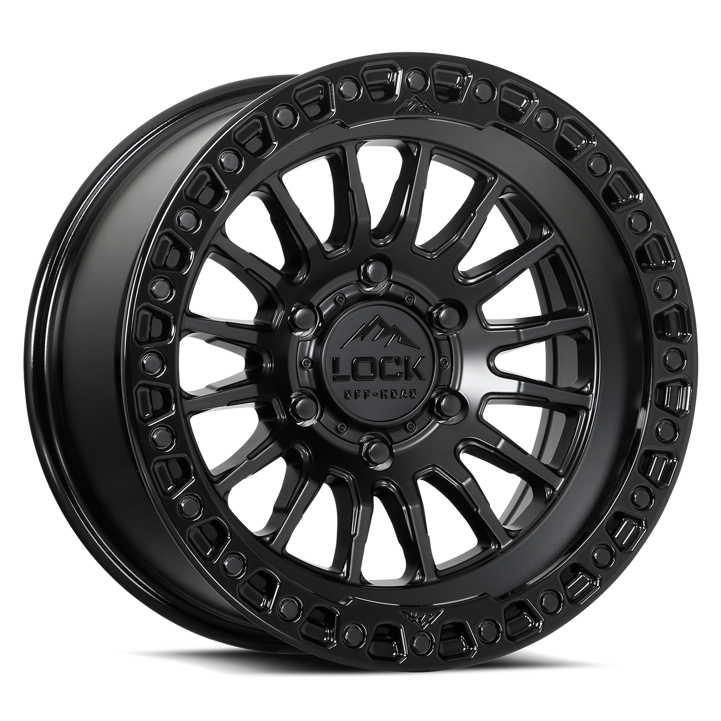 17x9 Lock Off-Road Grit Matte Black With Gloss Black Ring Wheel 6x5.5 (1mm)