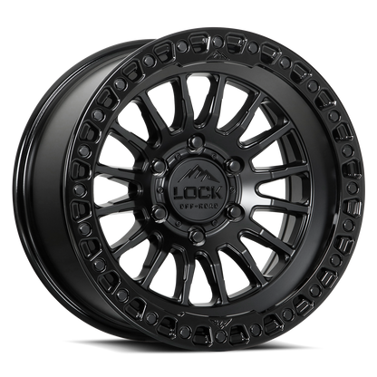 17x9 Lock Off-Road Grit Matte Black With Gloss Black Ring Wheel 6x5.5 (1mm)