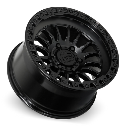 17x9 Lock Off-Road Grit Matte Black With Gloss Black Ring Wheel 6x5.5 (1mm)