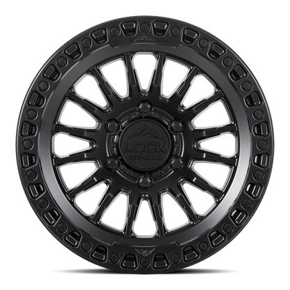17x9 Lock Off-Road Grit Matte Black With Matte Black Ring Wheel 5x5 (-12mm)