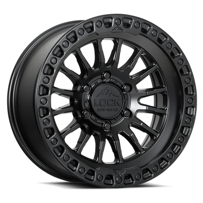 17x9 Lock Off-Road Grit Matte Black With Matte Black Ring Wheel 5x5 (-12mm)