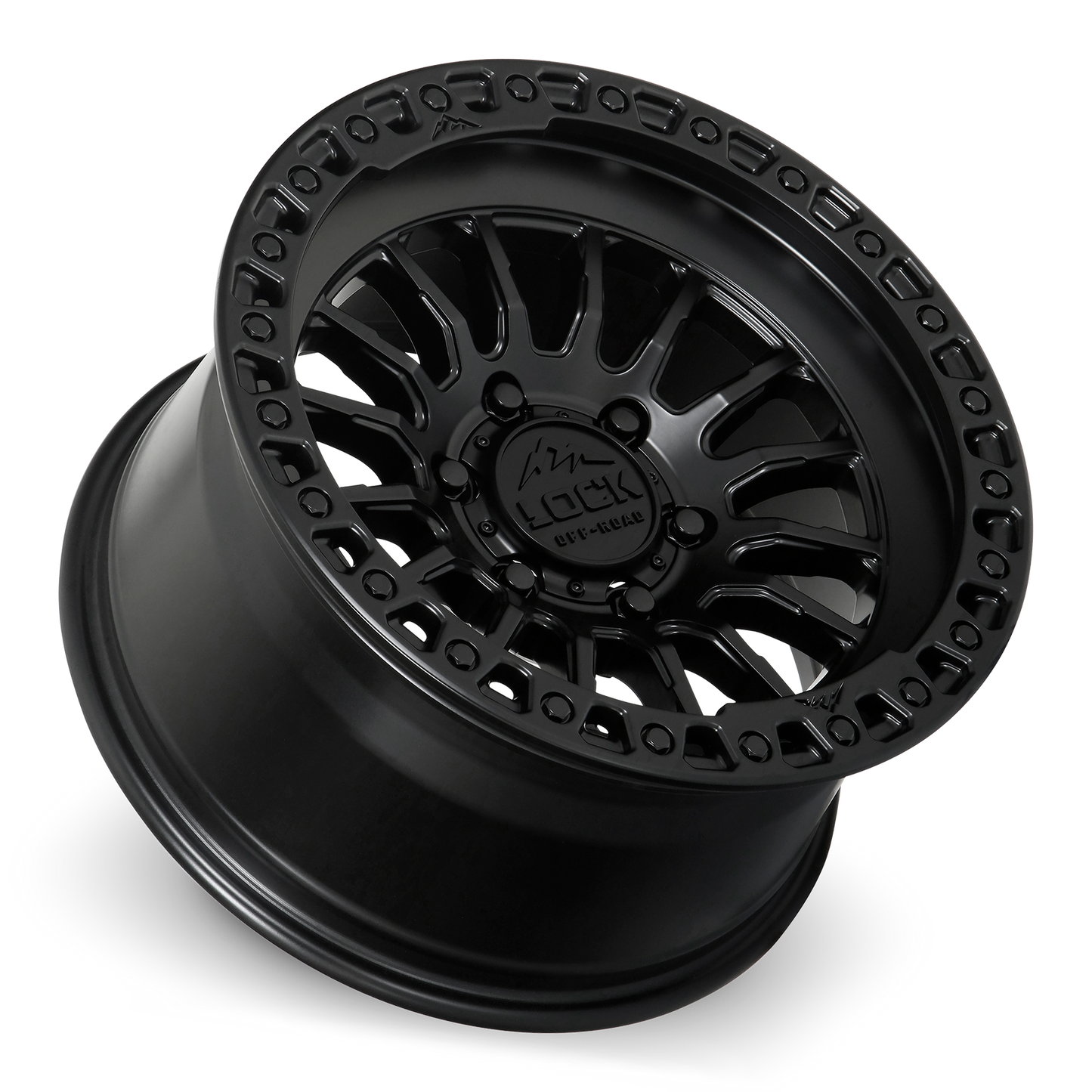 17x9 Lock Off-Road Grit Matte Black With Matte Black Ring Wheel 5x5 (1mm)