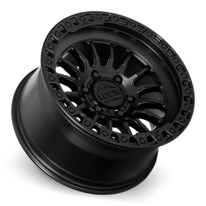 17x9 Lock Off-Road Grit Matte Black With Matte Black Ring Wheel 5x5 (-12mm)