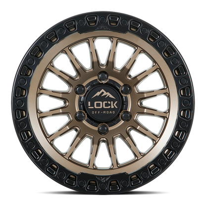 17x9 Lock Off-Road Grit Matte Bronze With Matte Black Ring Wheel 6x135 (-12mm)