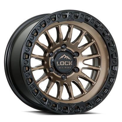 17x9 Lock Off-Road Grit Matte Bronze With Matte Black Ring Wheel 5x5 (-12mm)