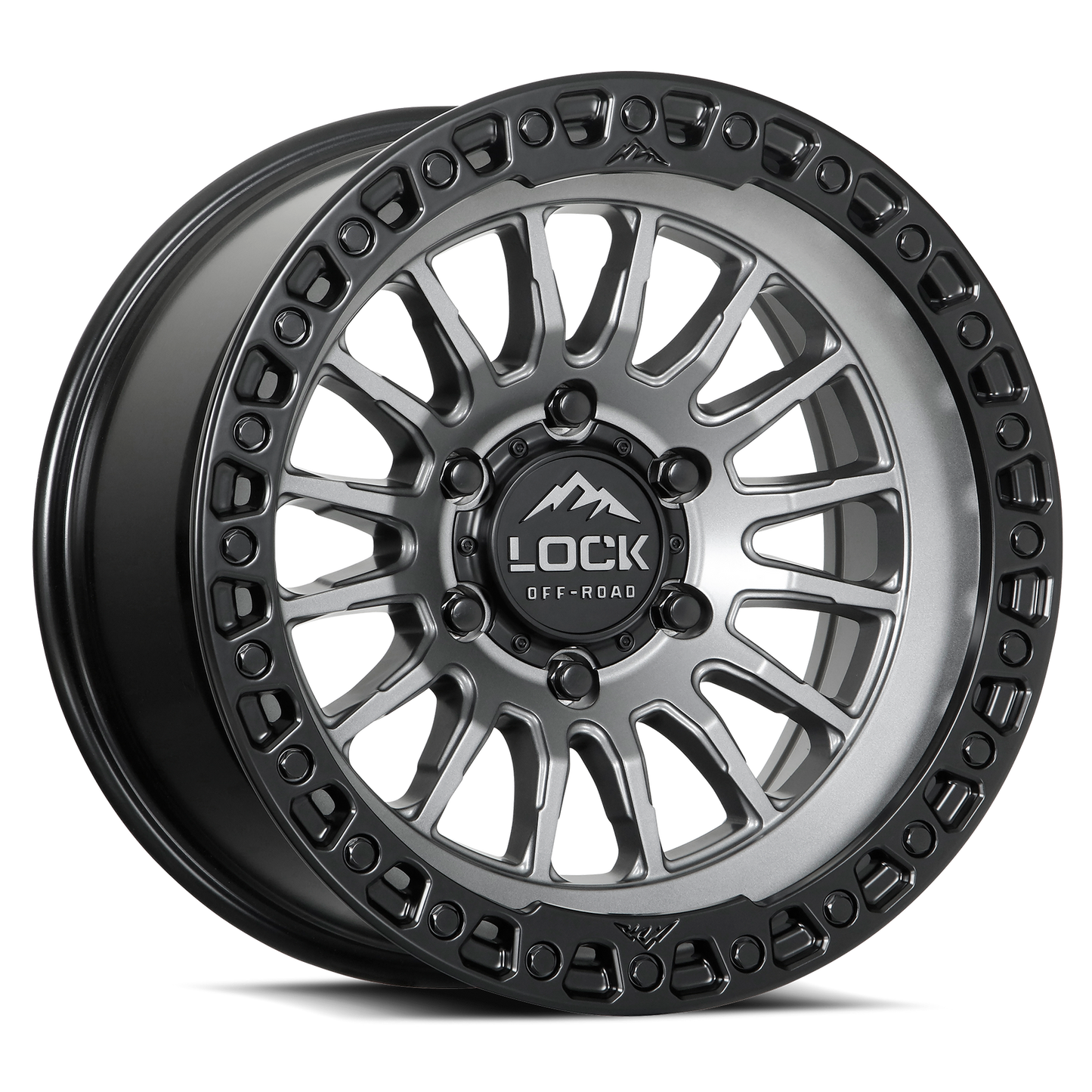 17x8.5 Lock Off-Road Grit Matte Grey With Matte Black Ring Wheel 6x5.5 (25mm)