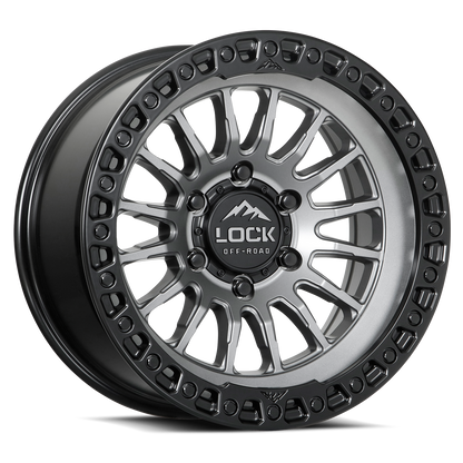 17x8.5 Lock Off-Road Grit Matte Grey With Matte Black Ring Wheel 6x5.5 (25mm)