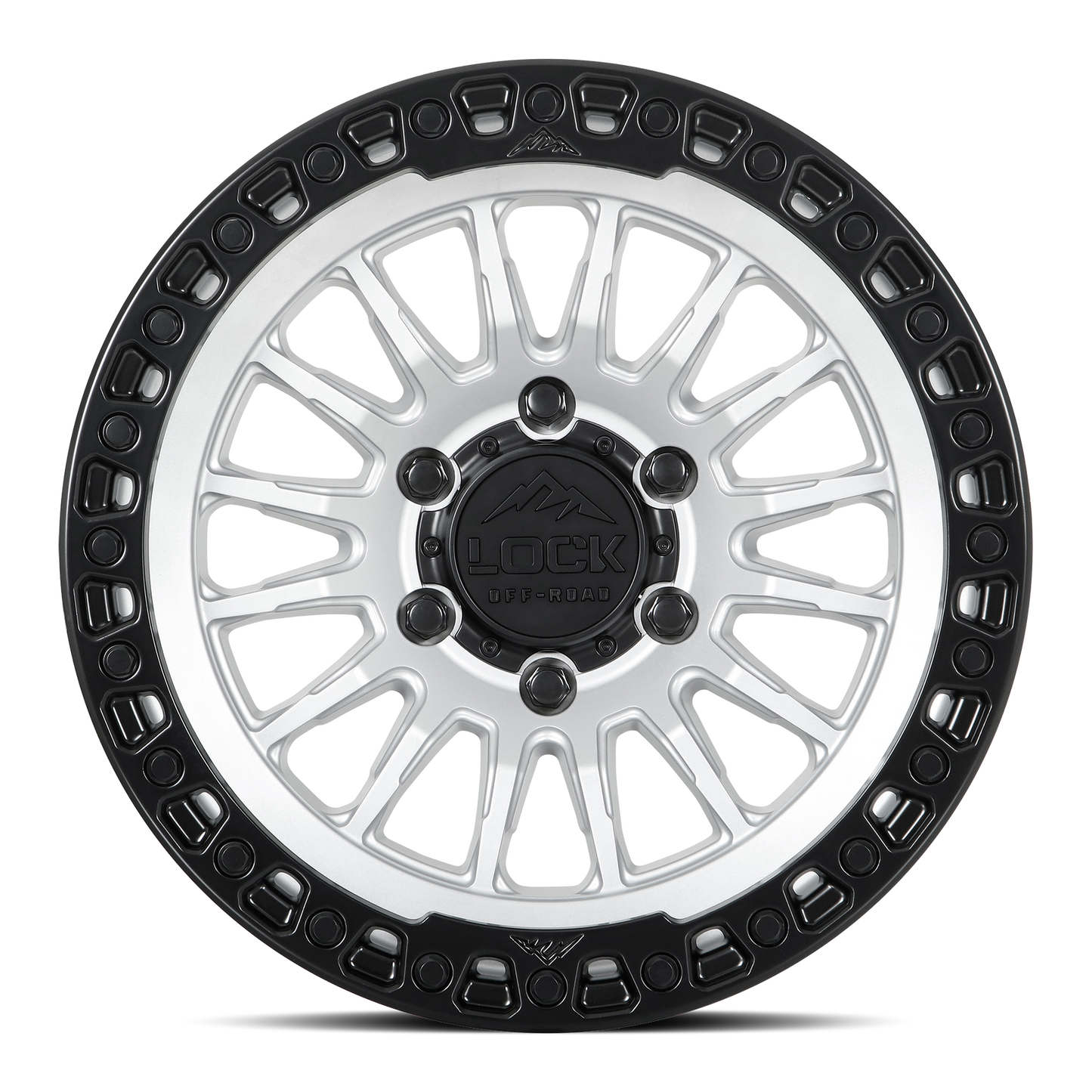 17x8.5 Lock Off-Road Grit Matte Silver With Matte Black Ring Wheel 6x5.5 (25mm)