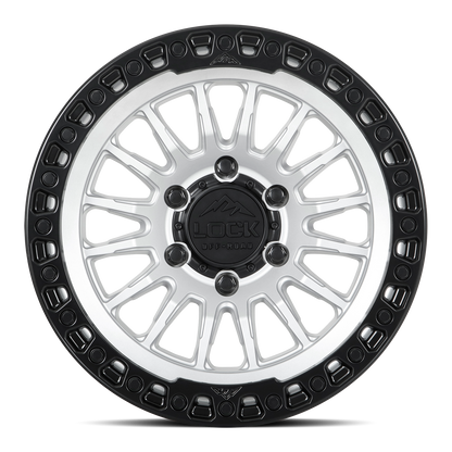 17x8.5 Lock Off-Road Grit Matte Silver With Matte Black Ring Wheel 6x5.5 (25mm)