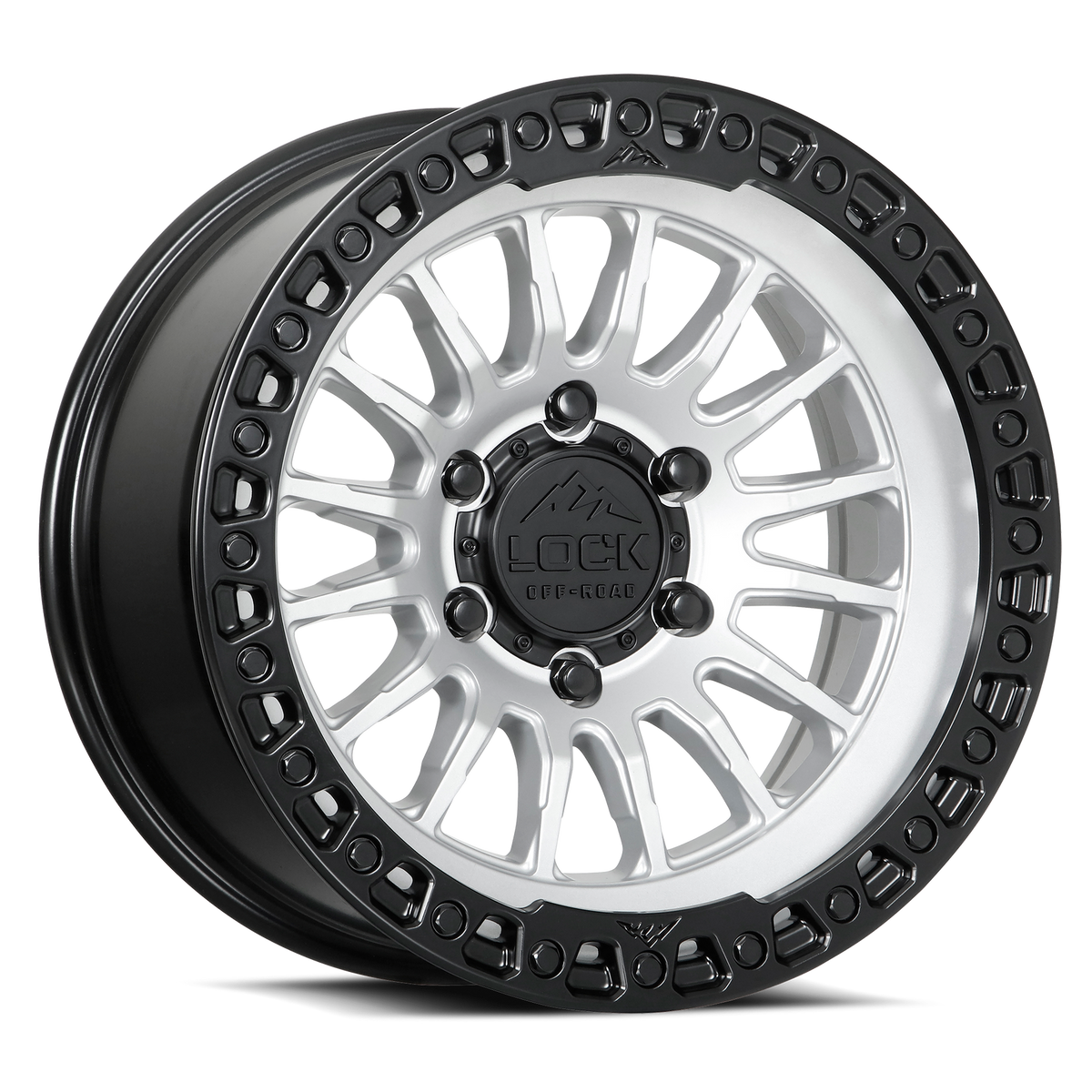 17x9 Lock Off-Road Grit Matte Silver With Matte Black Ring Wheel 6x5.5 (-12mm)