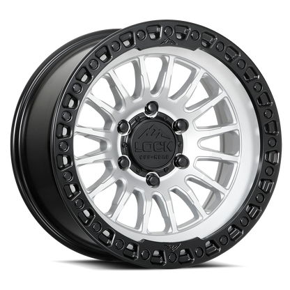 17x9 Lock Off-Road Grit Matte Silver With Matte Black Ring Wheel 6x135 (1mm)