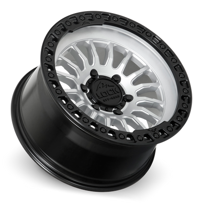 17x9 Lock Off-Road Grit Matte Silver With Matte Black Ring Wheel 6x135 (1mm)