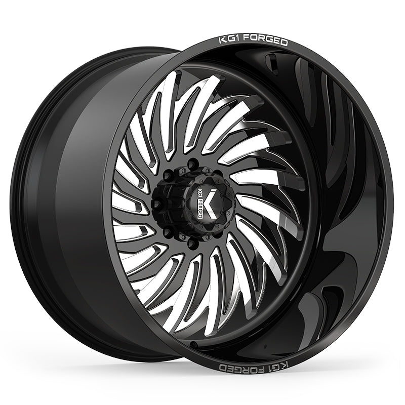 22x14 KG1 KF017 Hurricane Black RIGHT DIRECTIONAL FORGED Wheel 6x5.5 (-76mm)