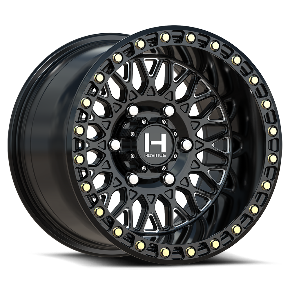 15x8 Hostile UTV H201 Jackal Blade Cut (Black Milled) Wheel 6x5.5 (0mm)