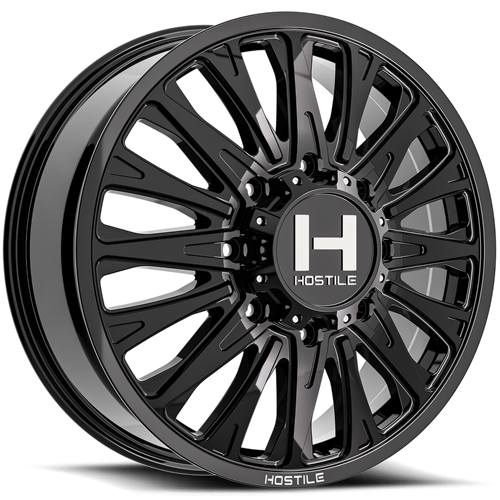 22x8.25 Hostile H404 Ghost Asphalt (Gloss) DUALLY FRONT Wheel 10x225 (105mm)