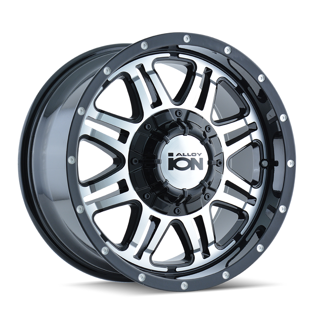 16x8 Ion 186 Black/Machined Wheel 5x4.5/5x5 (10mm)
