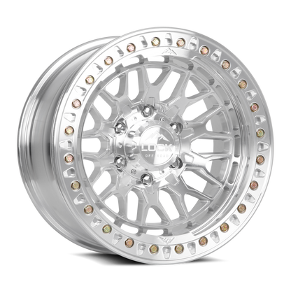 17x9 Lock Invader BEADLOCK Machine Clear Coat Machined Ring Wheel 6x5.5 (-12mm)