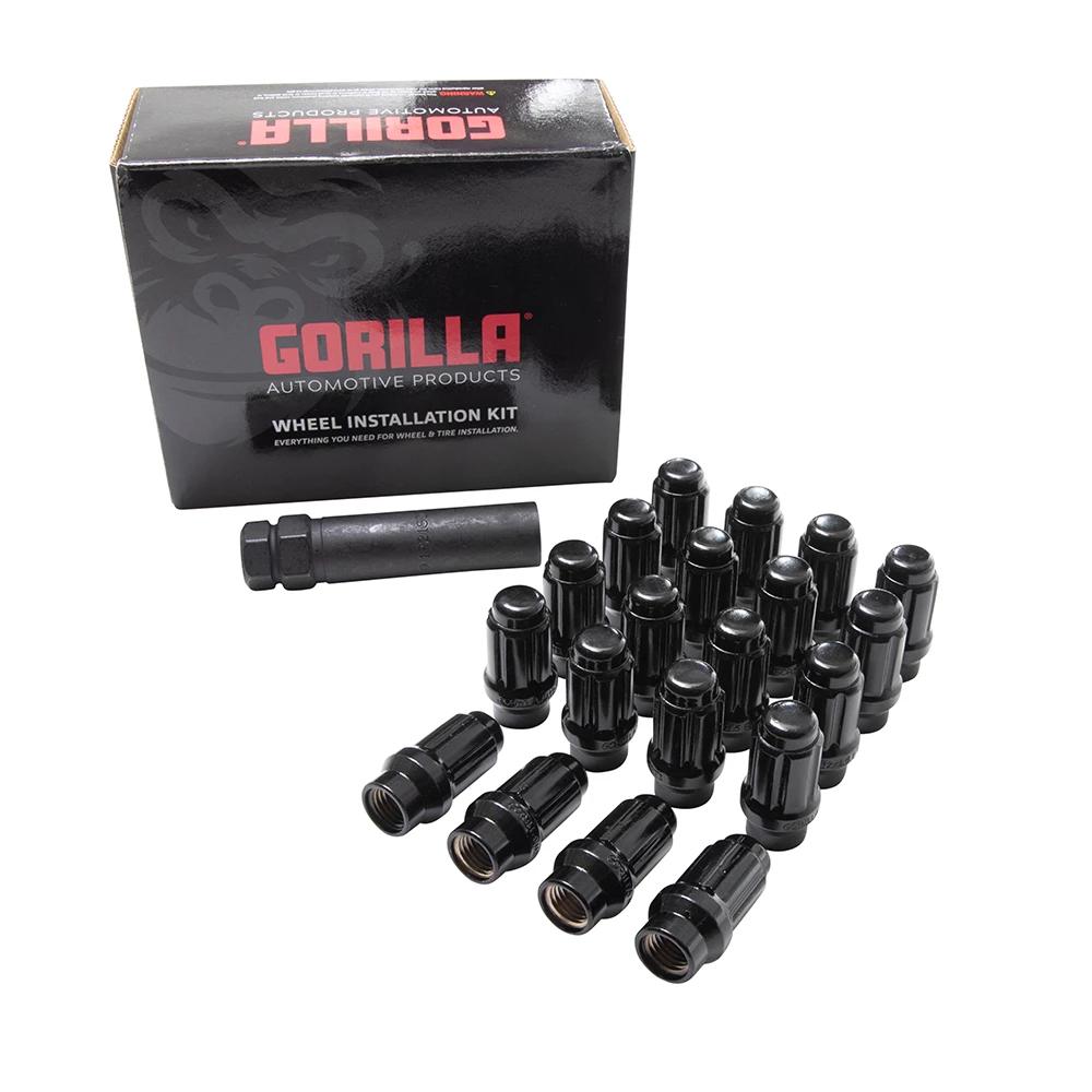 5 Lug Gorilla 12x1.5 Black Spline ET Lug Kit Car with Key