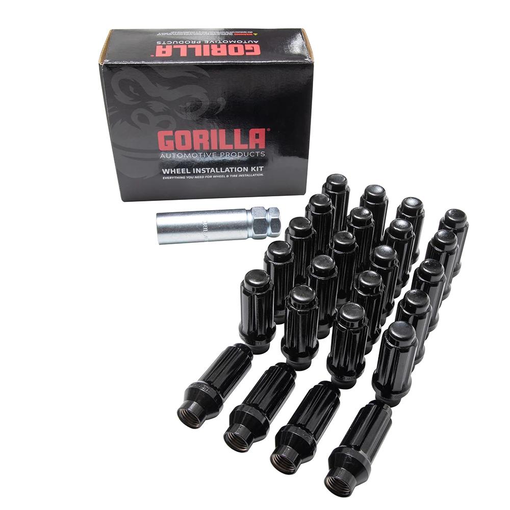 6 Lug Gorilla 14x1.5 Black Spline ET Lug Kit Truck with Key