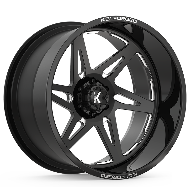 24x14 KG1 KC004 Kala Black Milled LEFT DIRECTIONAL FORGED Wheel 8x180 (-76mm)