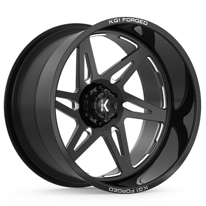 24x14 KG1 KC004 Kala Black Milled LEFT DIRECTIONAL FORGED Wheel 6x5.5 (-76mm)